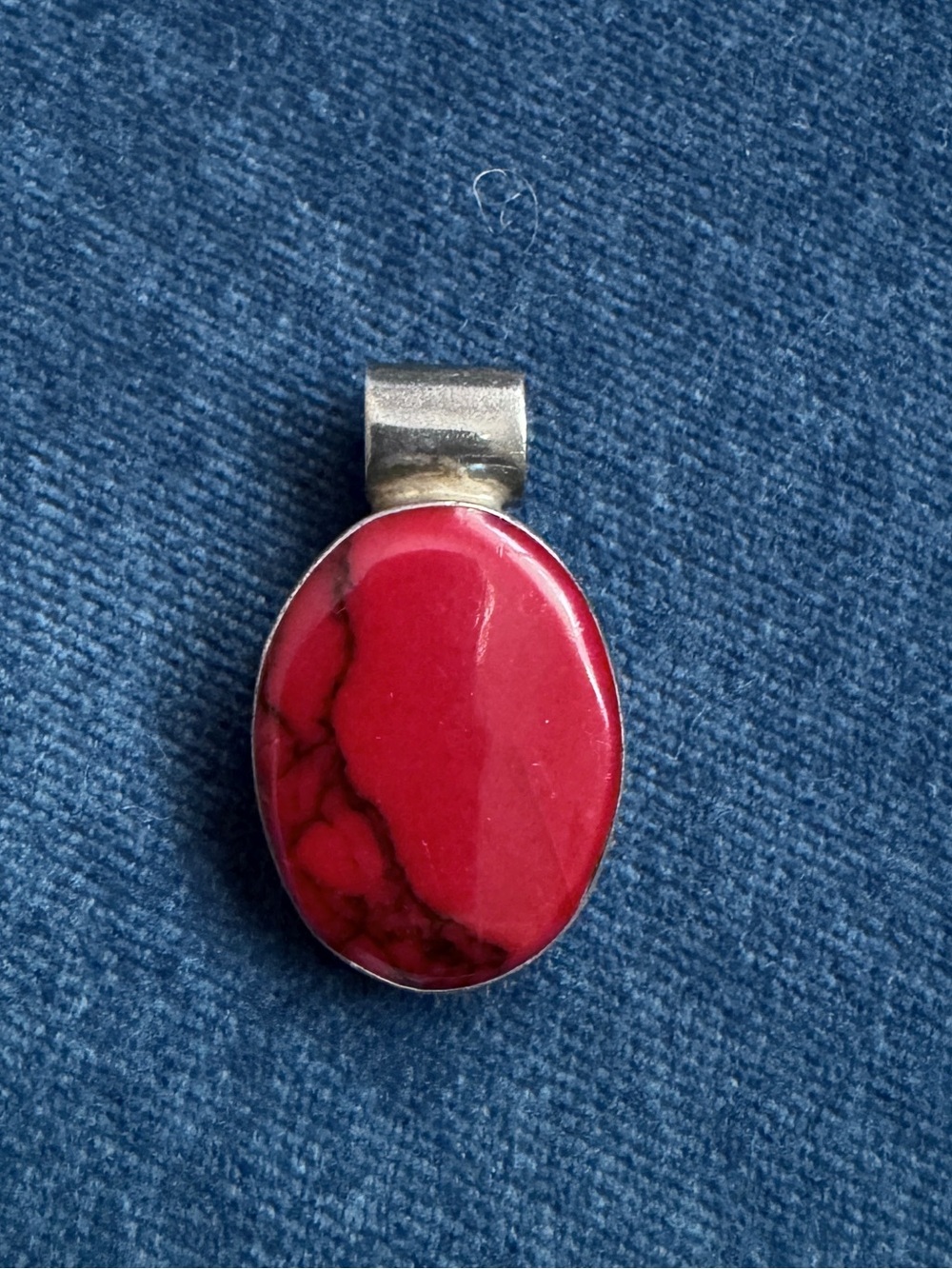 VINTAGE ATI MEXICO 925 STERLING SILVER RED‎ JASPER GEMSTONE PENDANT